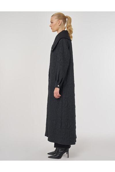 Kayra Wide Collar Overcoat Black