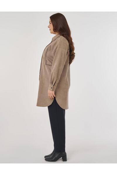 Kayra Knitted Stitched Suede Tunic Mink