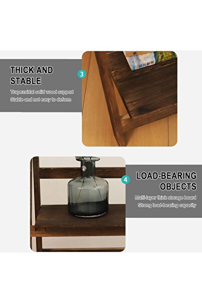 Bukela Folding Ladder Shelf Plant Stand, Indoor/Outdoor Wooden Flower Pot Holder, 4-Tier 43×34×112