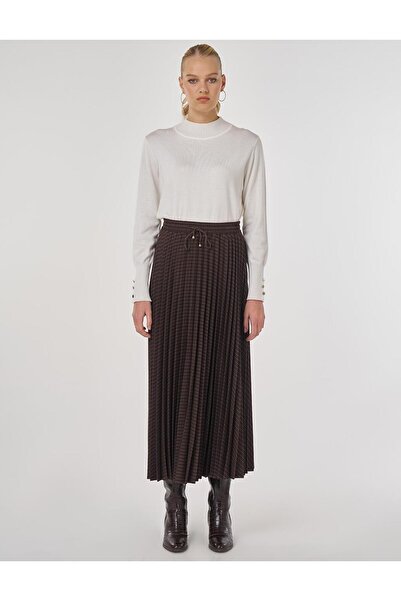 KYR Φούστα με μοτίβο ρίγες σε σκούρο καφέ