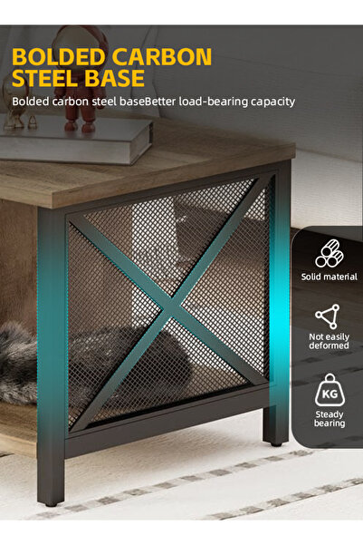 Ammar Space Living Room Table Coffee Table with Open Storage Shelf Living Room Center Table 2 Tier Tables.