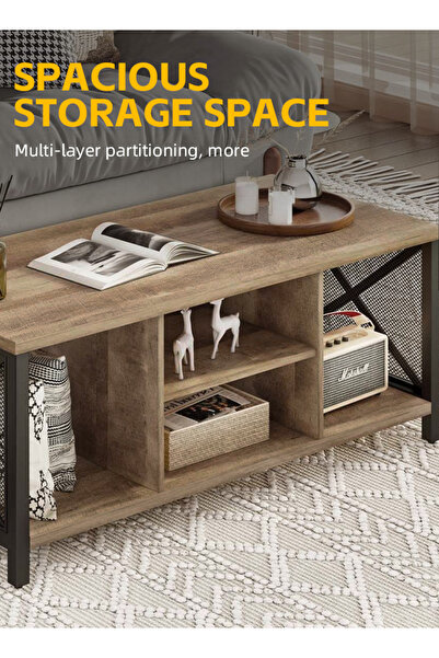 Ammar Space Living Room Table Coffee Table with Open Storage Shelf Living Room Center Table 2 Tier Tables.