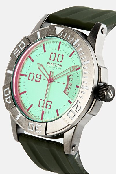 Kenneth Cole Reaction Men KRWGN7008103 Silicone Analog Watch 45 mm, Dark Olive