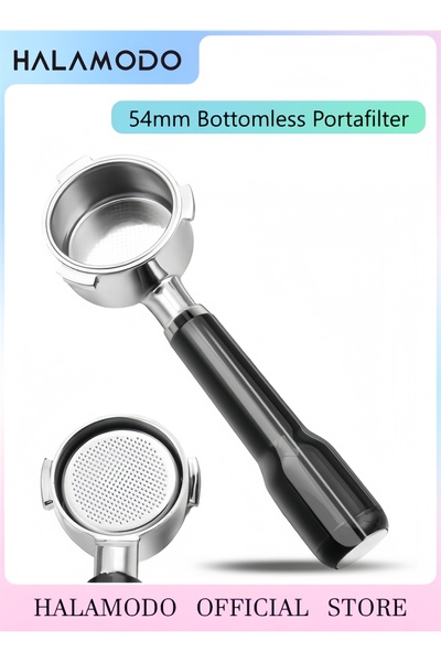 HALAMODO مرشح قهوة بدون قاع مقاس 54 مم، آلات مرشح القهوة العارية، سلة فلتر 18...