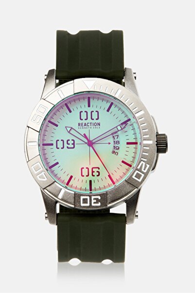 Kenneth Cole Reaction Men KRWGN7008103 Silicone Analog Watch 45 mm, Dark Olive