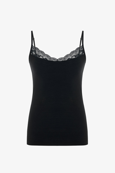 Penti Black Cashmere Blend Thin Strap Tank Top