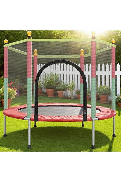 Roam shop ترامبولين مع شبكة أمان ووسادة أمان، إطار متين ترامبولين دائري مع سحاب مدمج