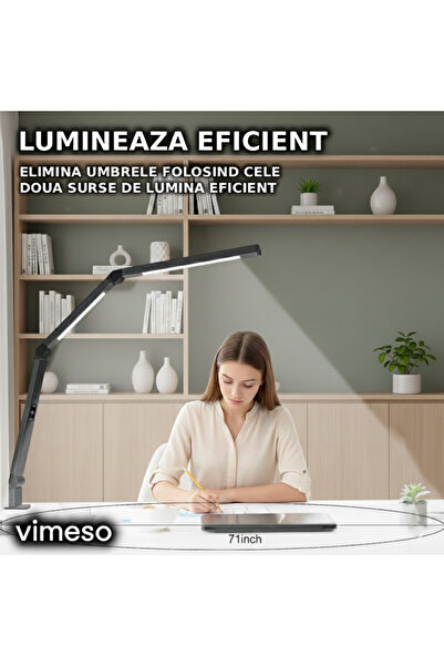 Vimeso Vimeso double LED desk lamp, 5 intensity levels, foldable, aluminum, 12W, 700 lumens, black