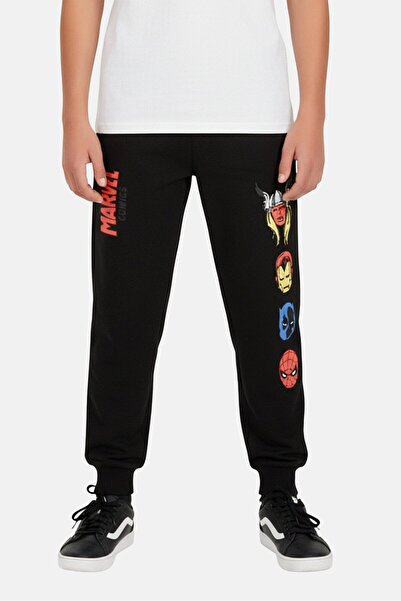 Marvel Kids Boy Regular Fit Graphic Print Jogger Pants, Black
