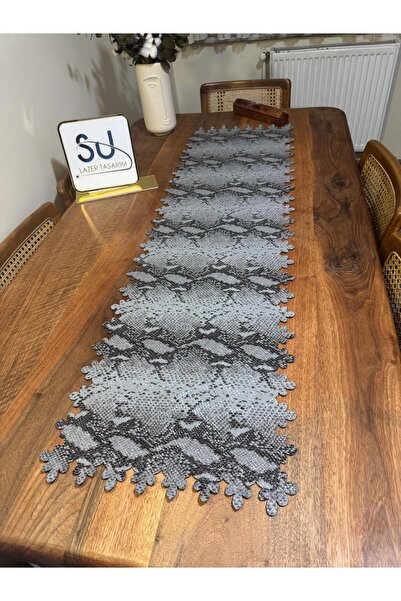 EHA LAZER Gray Black Custom Fabric Runner