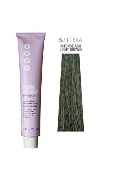 OEM Milk Shake, Creative, SLS/SLES-Free, Permanent Hair Dye, 5.115AA Light Brown Intense Ash, 100 ml