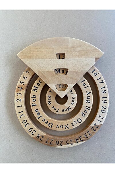 eR D L Perpetual calendar made of solid wood, light brown,