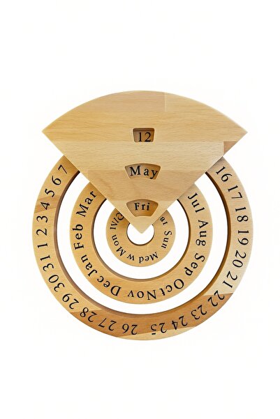 eR D L Perpetual calendar made of solid wood, light brown,