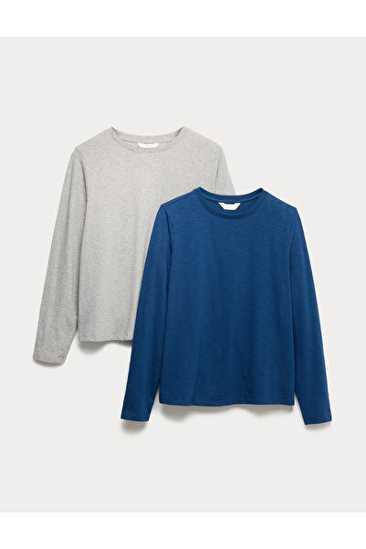 Marks & Spencer 2’li Pure Cotton Uzun Kollu Pijama Üstü