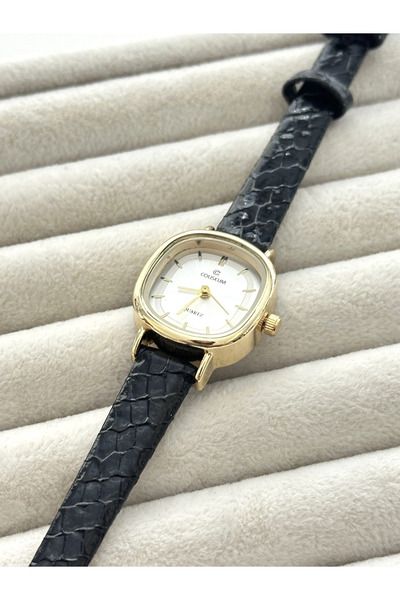 Coliseum Gold Çerçeveli Siyah Kordon Kadın Kol Saati