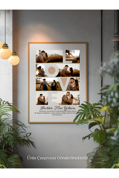 Photo Garage Kişiye Özel LOVE Harfli Fotoğraf Kolaj Poster – Çerçevesiz Duvar...