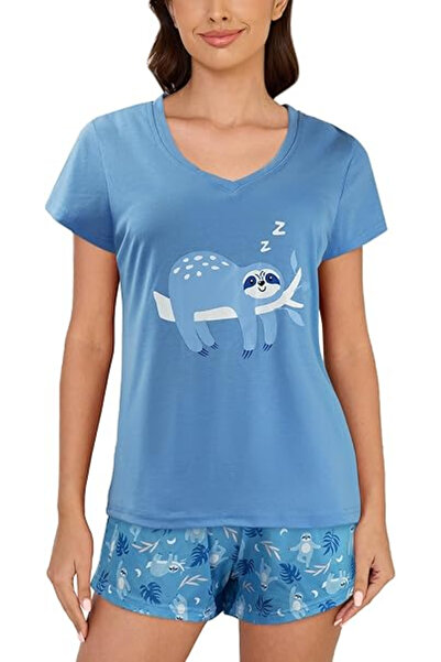 OEM Women's casual sleepwear, made of soft material, blue XS