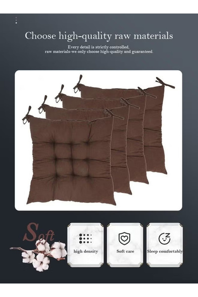 Generic Chair Cushion with Straps, Square Floor Seat Cushion, Solid Thickened Comfortable Quilted Cushion
