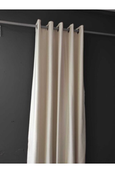 Evcimenhome Θερμομονωμένη λινό ρουστίκ κουρτίνα με μεταλλικά οπήκοι 170cmx225cm σατινέ κρεμ