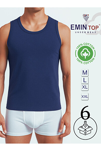 EMİNTOP 6-Pack Men's Indigo Combed Cotton T-Shirt