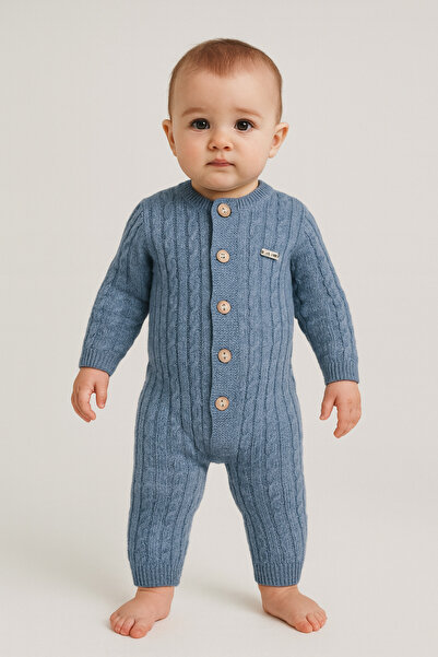 Katia&Bony بذلة تريكو محبوكة للأطفال باللون الأزرق الداكن