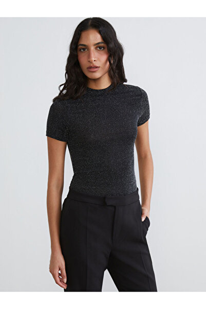 LC Waikiki Metallic Mock Neck Shiny Looking Women's Bodysuit