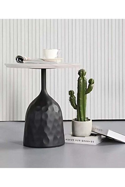 Raffine Modern Round Design Nordic Light Luxury Marble Coffee Table Black 50x50x55cm