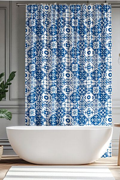 Moud's Bathroom Curtain, Turkish Ethnic Patterned Shower Curtain, Bathtub Cur...