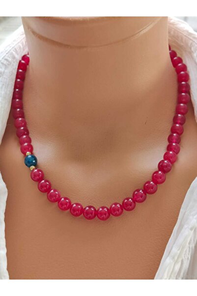 elinasaccessories Fuchsia Pink Agate Natural Stone Pendant Handmade Designer Necklace,Sphere Cut Everyday Necklace,Designer Necklace