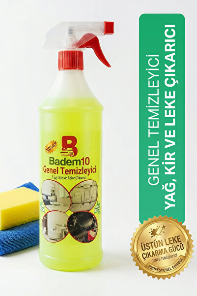 Badem10 Genel Temizleyici Yağ Kir ve Leke Çıkarıcı 1000 ml Oto Mutfak Ev Kull...