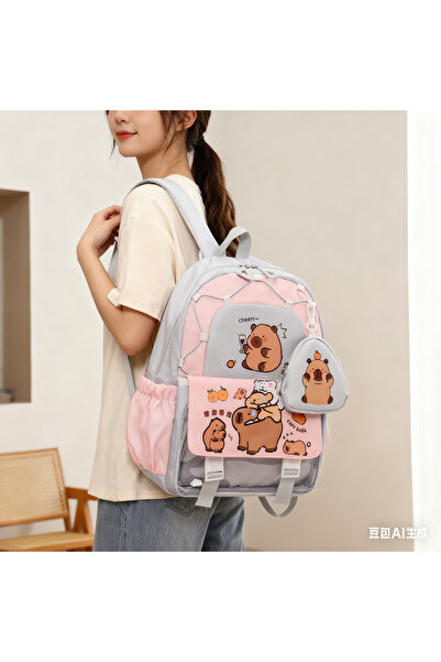 Generic Capibara Children's Cute Student Backpack Large Capacity Lightweight Spinal Protection