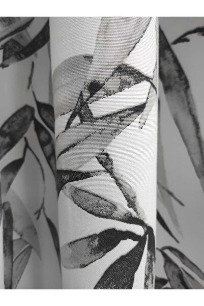 Evcimenhome Thermal Lined Linen Rustic Curtain with Eyelet Metal Rings 170Cmx225Cm Leaf