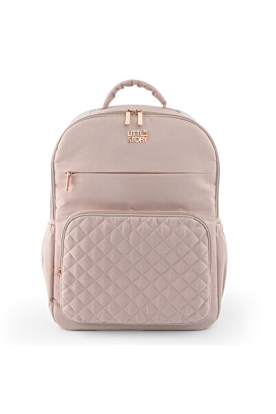 Little Story حقيبة ظهر مبطنة للحفاضات مع حصيرة تغيير الحفاضات - وردي