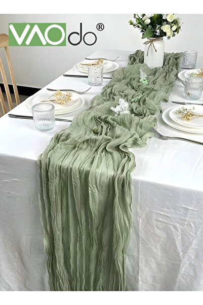 VAODO Translucent Table Runner Chessian Tablecloth for Wedding Reception Brid...