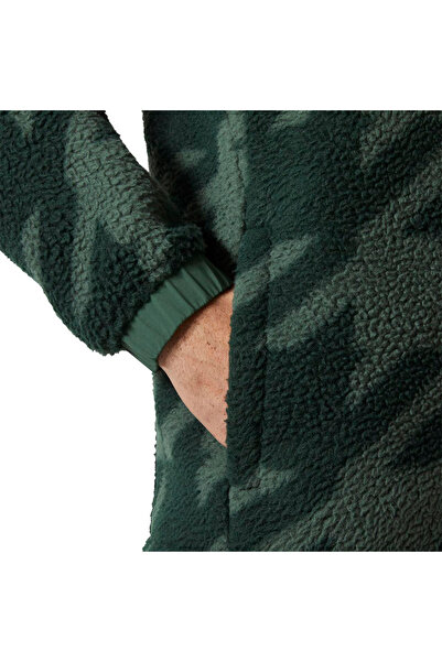 Helly Hansen Polar Panorama Printed Pile Snap Men's Green Mock Neck Jacket