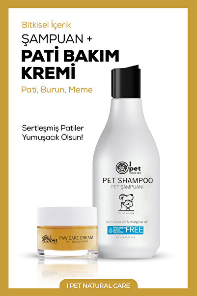 I PET NATURAL CARE Kedi Köpek Pati Bakım Kremi & Doğal Şampuan Seti – Vegan, ...