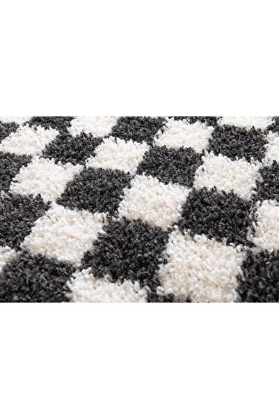 EUROBANO Chess Dama Pattern 3-Piece Bath Mat Bone-Black 60X100 60X50 60X50Cm Washable Latex Non-Slip Base