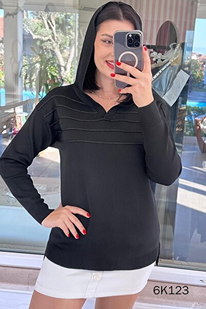 İnce Topuk Hooded Knitwear Blouse 6K123