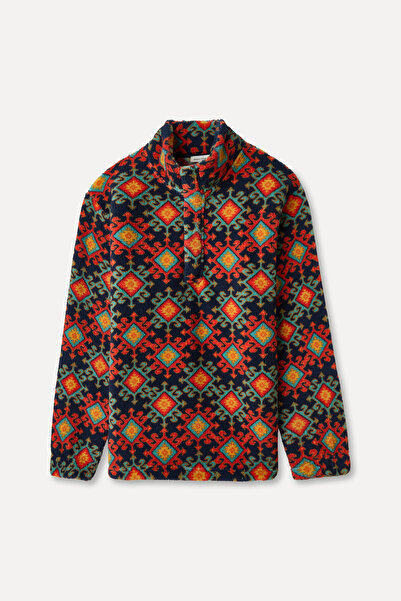 Mudo Comfort Fit Printed Stand-Up Collar Plush Sweatshirt