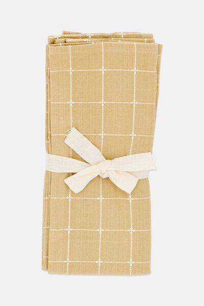 Catherine Malandrino طقم مناشف أطباق مزخرفة، 4 قطع، بيج