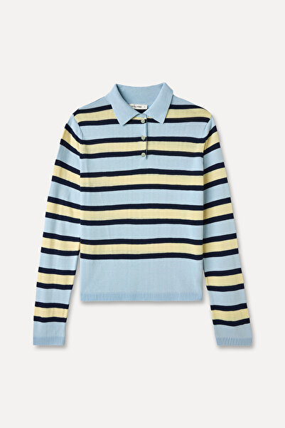 Mudo STRIPED POLO COLLAR KNITWEAR SWEATER
