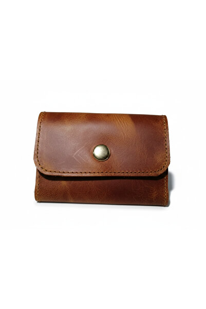 Self Leather Genuine Leather Accordion Card Holder 10 Card Capacity