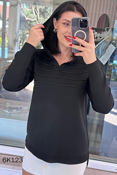 İnce Topuk Hooded Knitwear Blouse 6K123