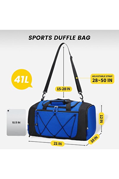 Vorspack Gym Bag for Men - 21 Inch Duffle with Shoe Compartment, Blue