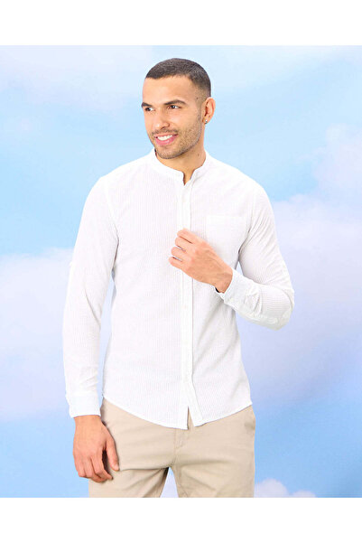 REDTAG Men White Long Sleeved Shirt