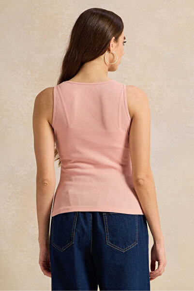 REDTAG Women Pink Plain Ribbed Vest