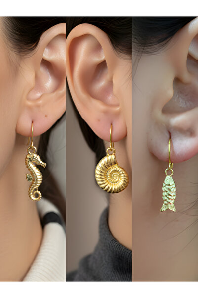 TURBİJ طقم أقراط نسائية مكون من 3 قطع مع رمزات عصرية