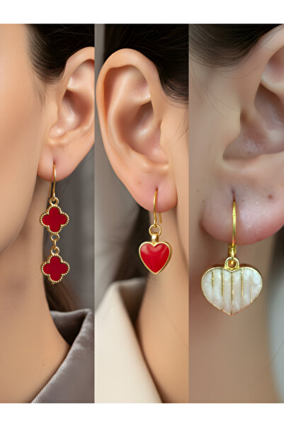 TURBİJ طقم أقراط نسائية مكون من 3 قطع مع رمزات عصرية