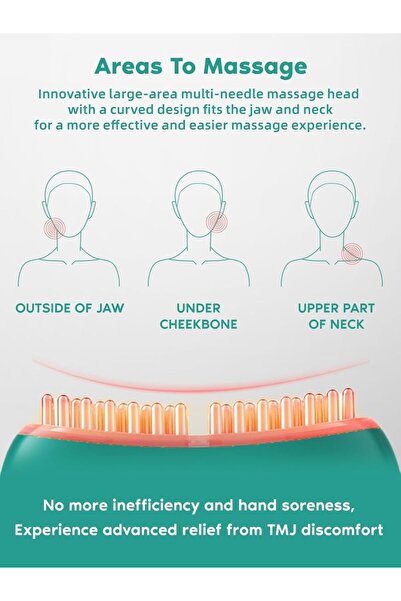 TERRIFI TMJ Relief Massager, Vibration & Heating, Ergonomic Multi-Needle Design (Green)