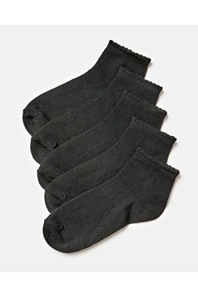 REDTAG Senior Girls Black High Ankle Socks (5 Pairs)